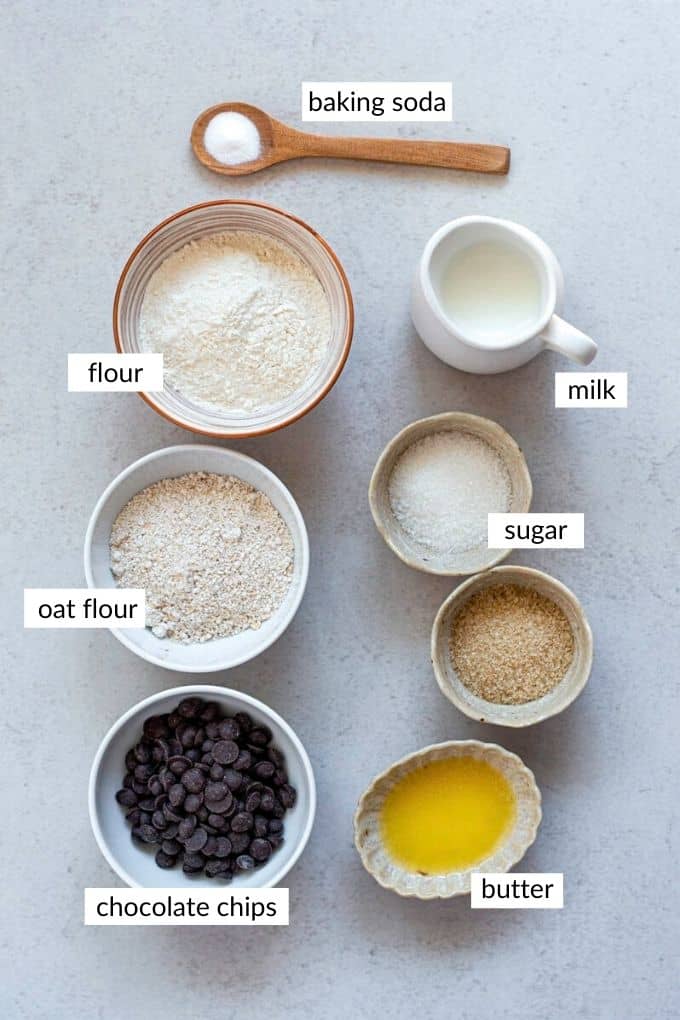 Gathered ingredients for making our vegan mug cookie.