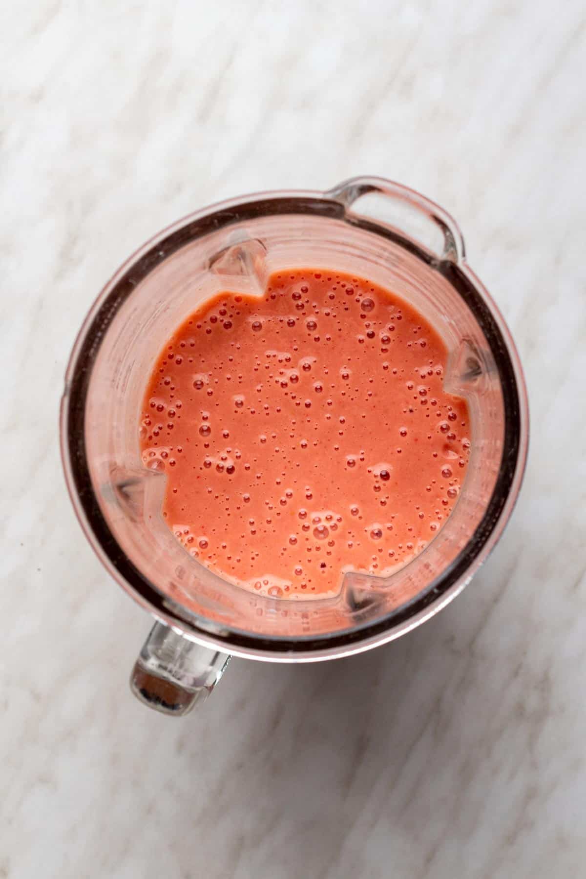Smoothie mixture blended.